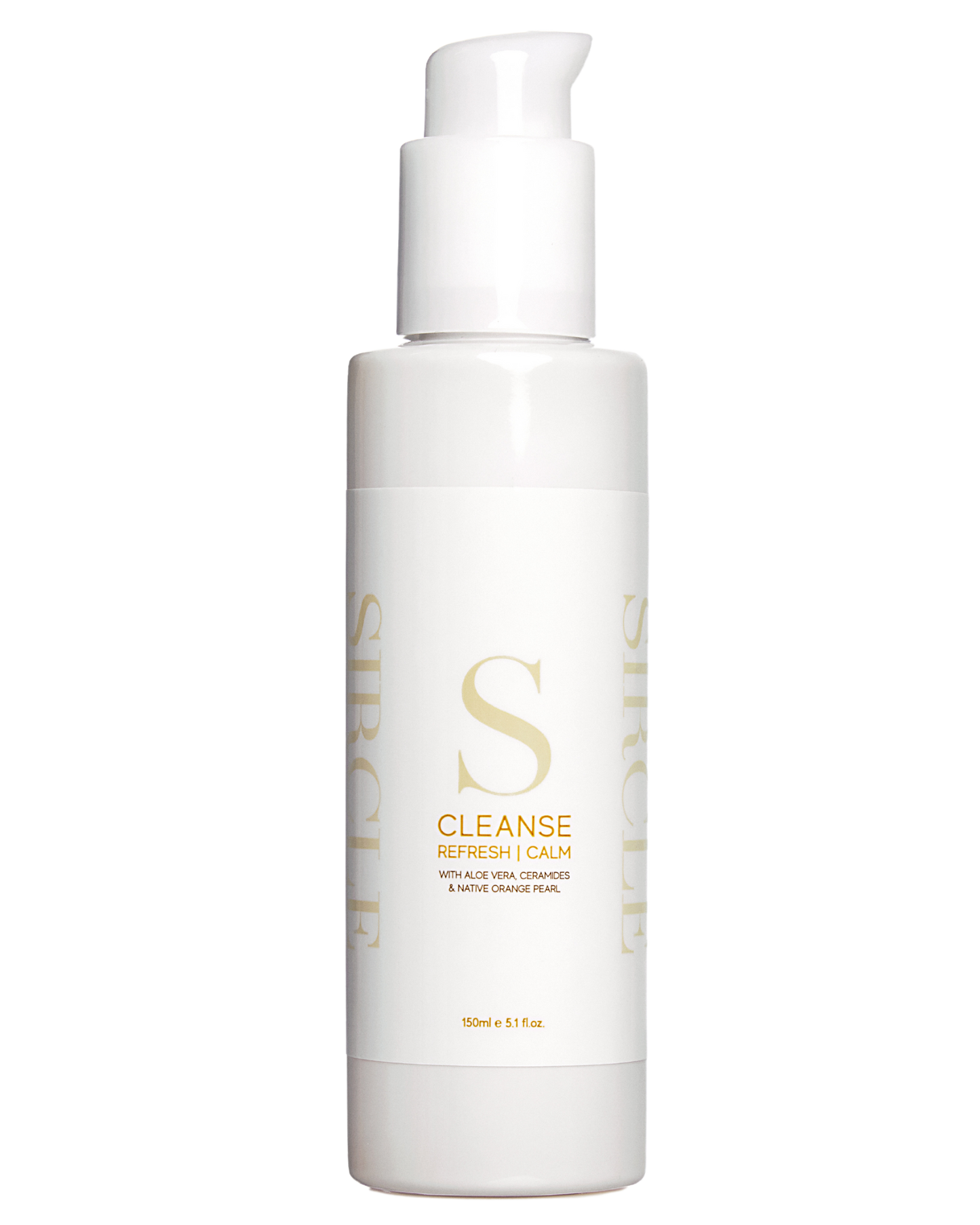 SIRCLE CLEANSE gel cleanser with white and gold color scheme