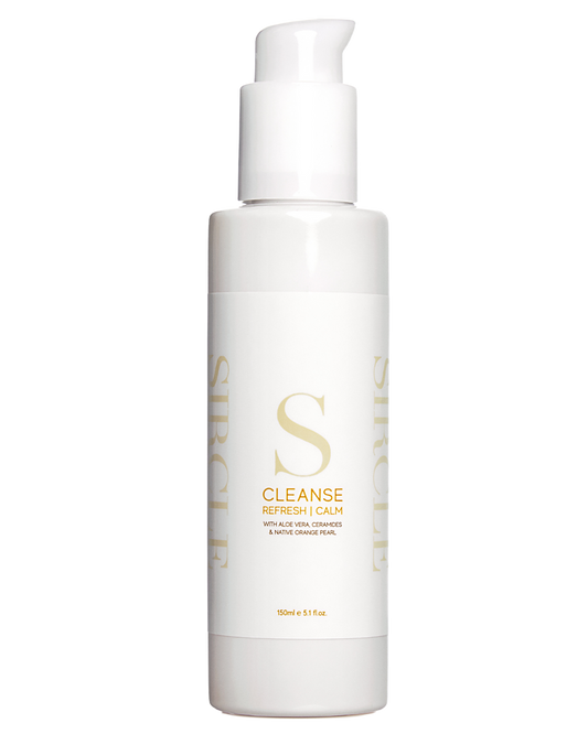 SIRCLE CLEANSE gel cleanser with white and gold color scheme